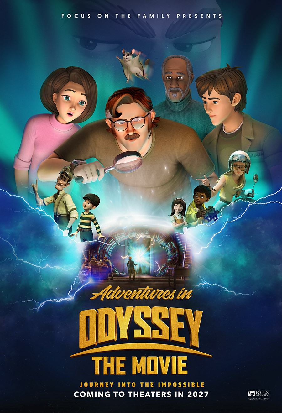 Official poster for Adventures in Odyssey The Movie: Journey into the Impossible, coming to theaters in 2027